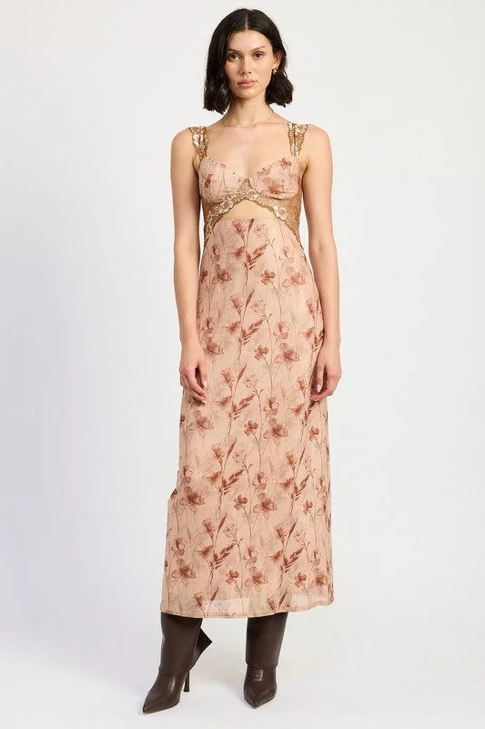 Emory Park Lace Contrast Maxi Dress Classic A-Line Maxi Dress