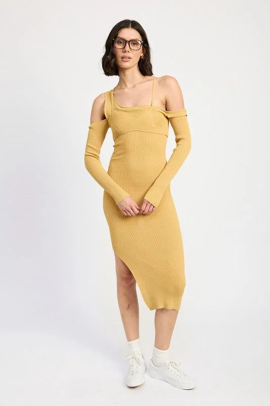 Emory Park Off Shoulder Long Sleeve Maxi Dress Cozy Longline Maxi Dress