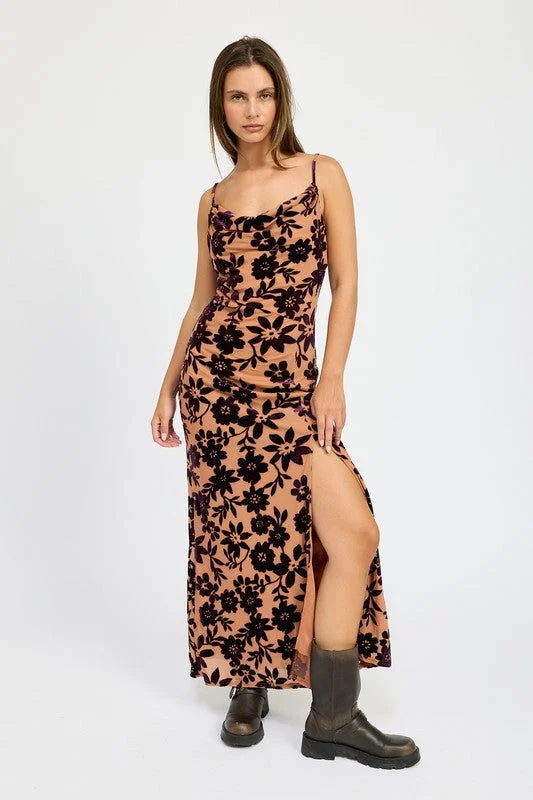 Emory Park Floral Print Cowl Neck Maxi Dress Chic Summer Maxi Dress