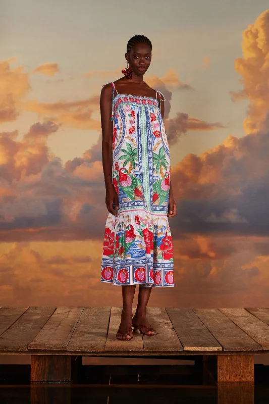Off-White Flowers Beach Maxi Dress Cozy Maxi Dress with Slit