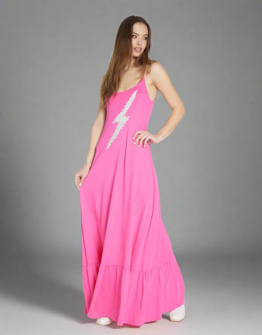 Lauren Moshi Beatrix Scribble Lightning Maxi Dress Classic Tulle Maxi Dress