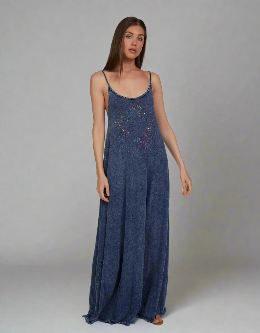 Lauren Moshi Berna Neon Stud Maxi Dress Fashionable Chiffon Tiered Maxi Dress