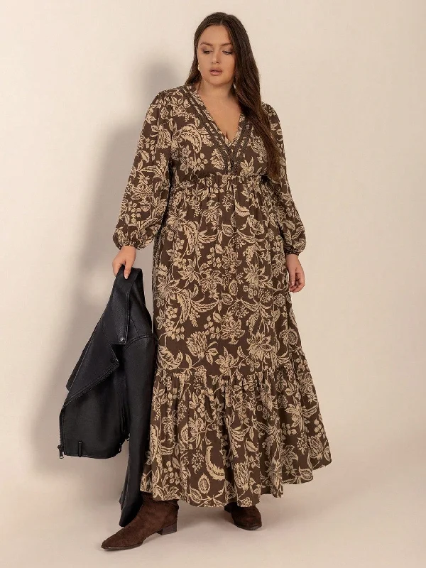 PLUS SIZE Janelle Maxi Dress Fashionable Maxi Dress with Fringe