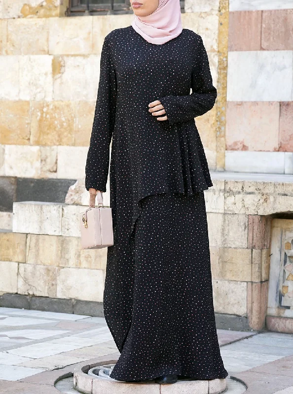Printed Asymmetric Peplum Maxi Dress Trendy Short Sleeve Maxi Dress