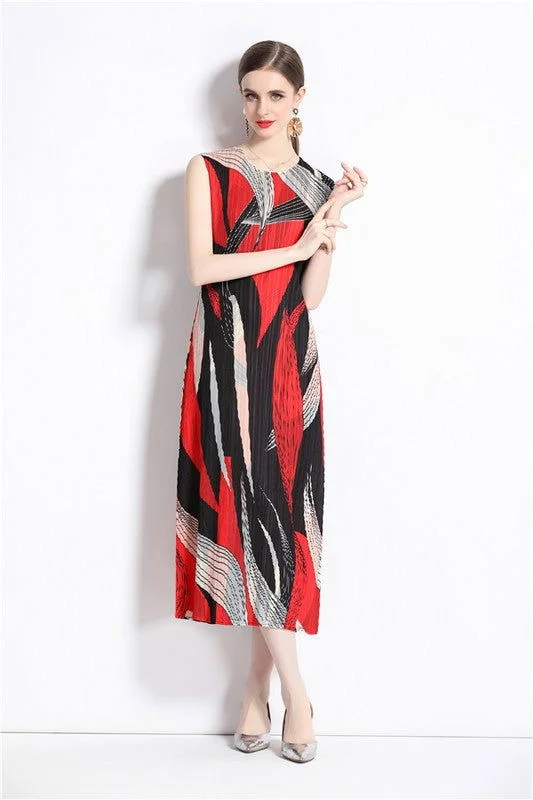 Red Sexy Fashion Maxi Dress Stylish Maxi Dress with Pleats