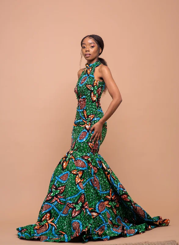 Regina Ankara Maxi Dress | African Print Cozy Ribbed Maxi Dress