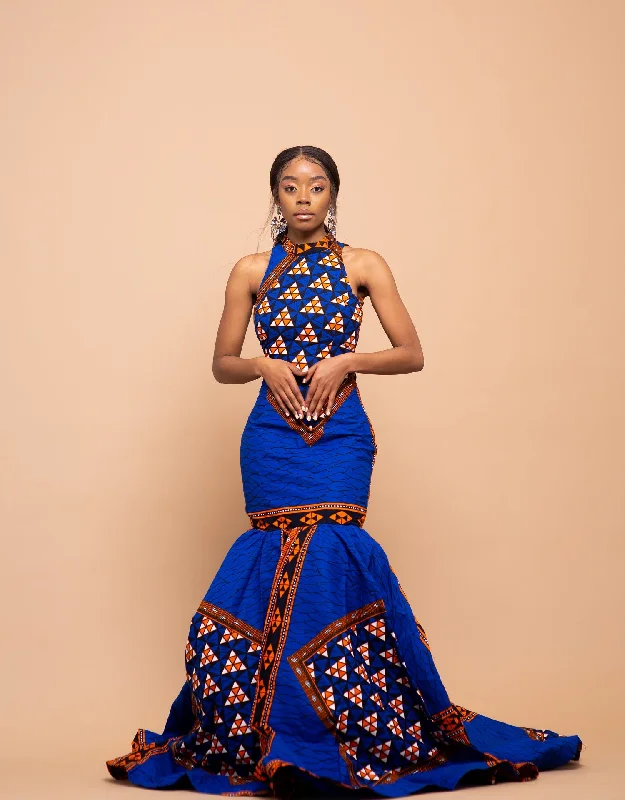 Reigh Ankara Maxi Dress | Blue African Print Cozy Longline Maxi Dress