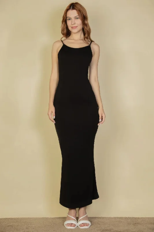 Ribbed Mermaid Hem Camisole Women's Maxi Dress Fashionable Maxi Dress with Fringe