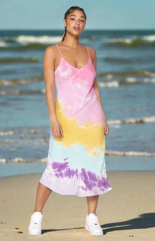 Spiritual Gangster Tie Dye Slip Maxi Dress Comfortable T-Shirt Maxi Dress