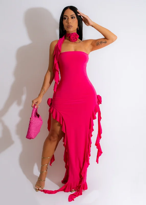 Steal A Kiss From Me Maxi Dress Pink Trendy Button Front Maxi Dress