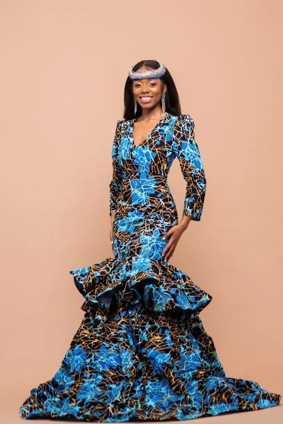 Tatiana Ankara Maxi Dress | Black and Blue African Print Comfortable Maxi Dress with Belt Tatiana Ankara Maxi Dress | Black and Blue African Print Comfortable Maxi Dress with Belt