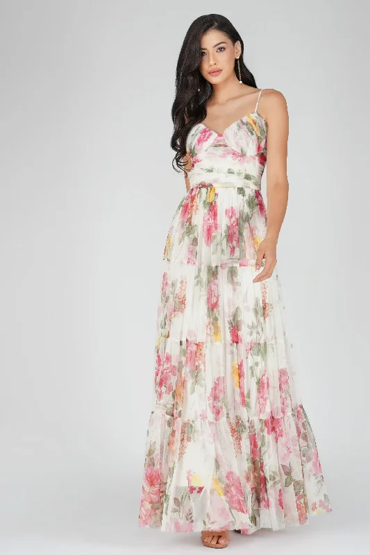 Thea Tulle Floral Maxi Dress Classic Solid Maxi Dress