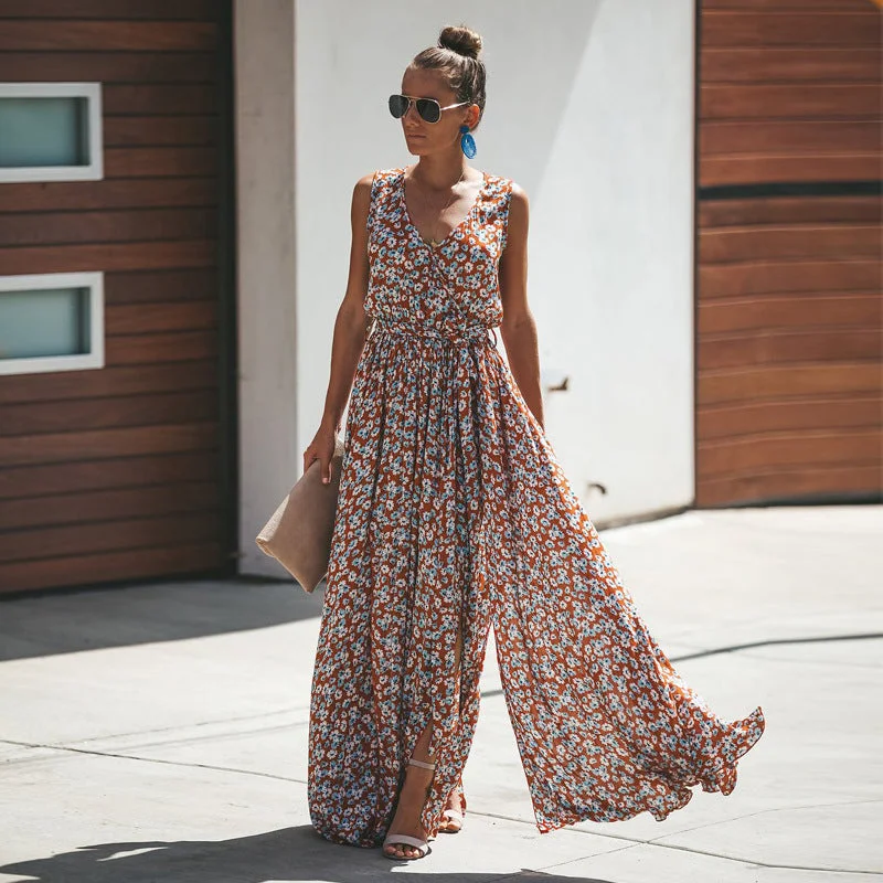Floral print，Bohemian maxi dress，Boho sundress Classic Strapless Maxi Dress