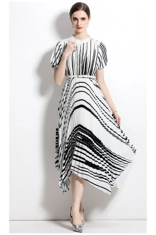 White Black Sexy Fashion Maxi Dress Trendy Short Sleeve Maxi Dress