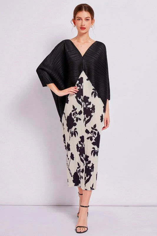 Women Black Floral Fashion Long Maxi Dress Fashionable Button-Down Maxi Dress