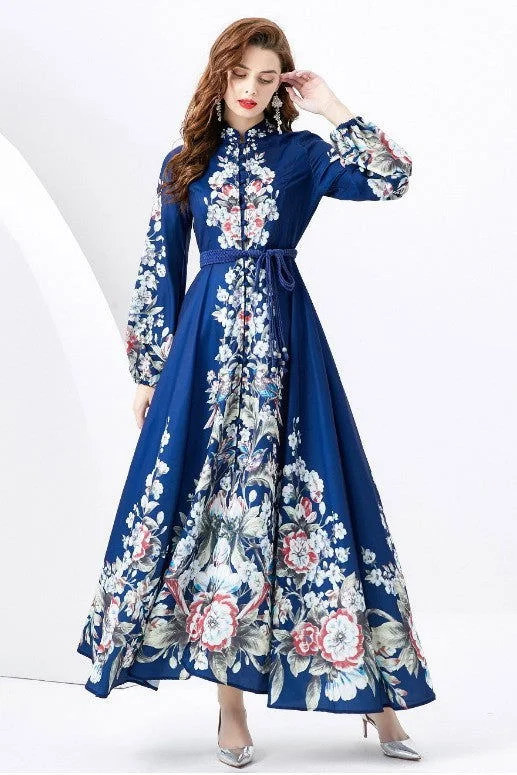 Women Fashion Long Maxi Dress Elegant Maxi Dress with Belt