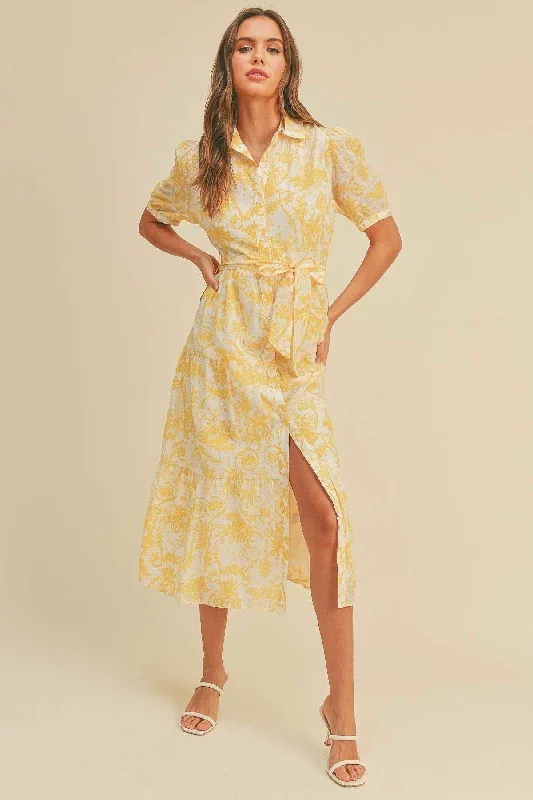Yellow Puff Sleeve Maxi Dress Classic Tulle Maxi Dress