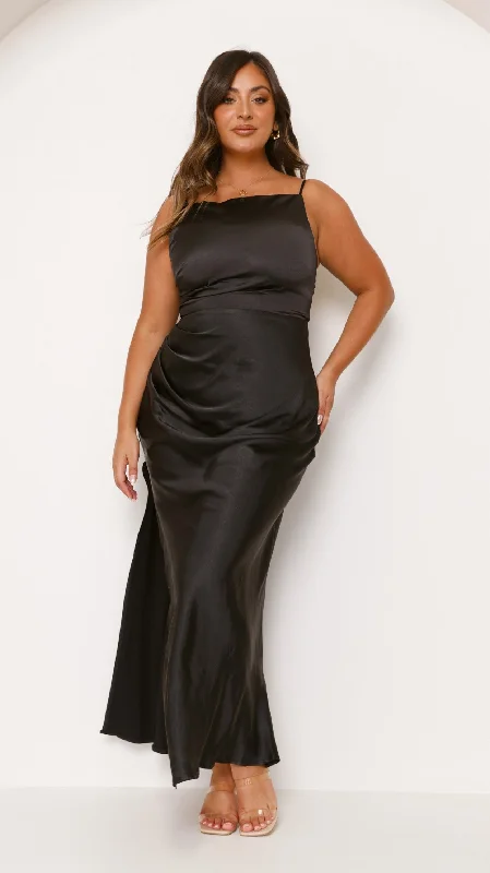 Ava Maxi Dress - Black Fashionable Asymmetrical Maxi Dress