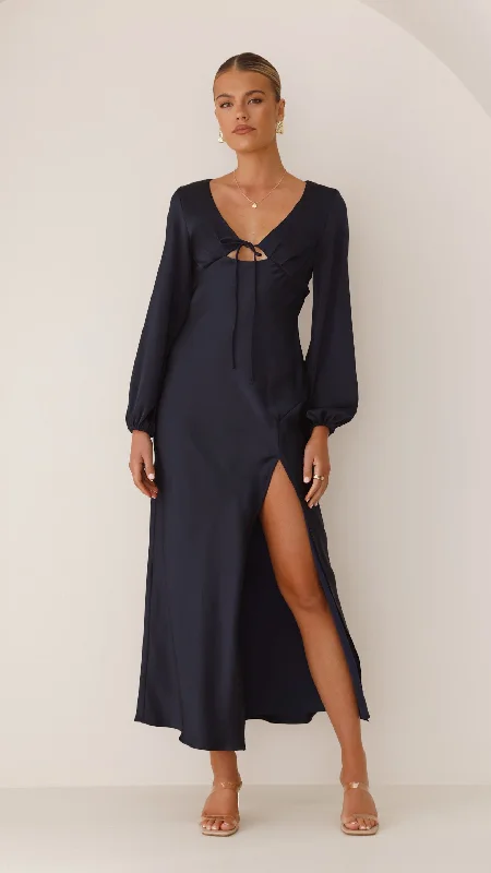 Brigitte Maxi Dress - Navy Chic Off-Shoulder Maxi Dress