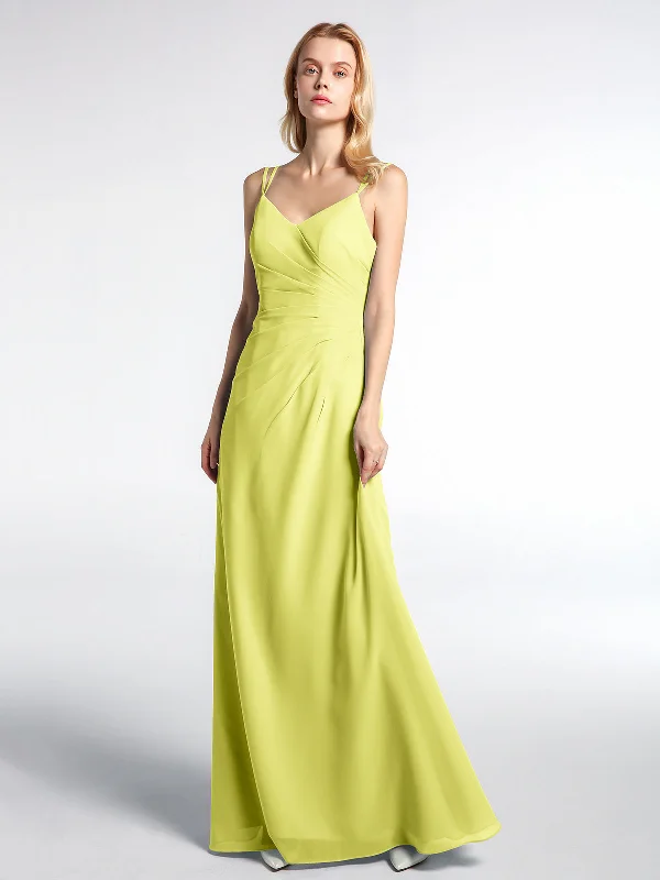 Double Straps Cross Back Chiffon Maxi Dress-Daffodil Cozy Longline Maxi Dress