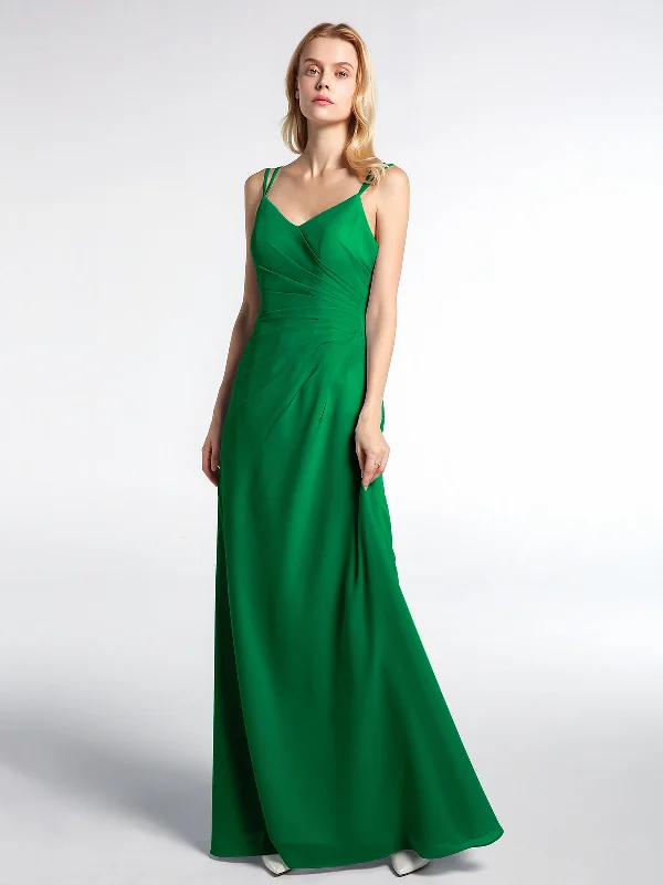 Double Straps Cross Back Chiffon Maxi Dress-Emerald Fashionable Printed Maxi Dress