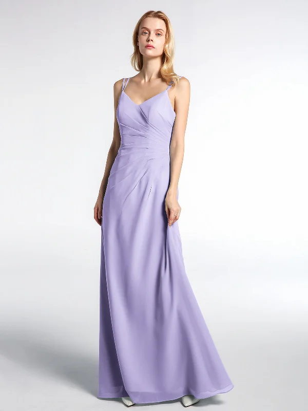 Double Straps Cross Back Chiffon Maxi Dress-Lilac Elegant Wraparound Maxi Dress