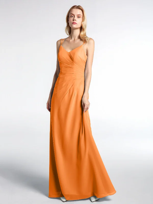 Double Straps Cross Back Chiffon Maxi Dress-Orange Chic Summer Maxi Dress