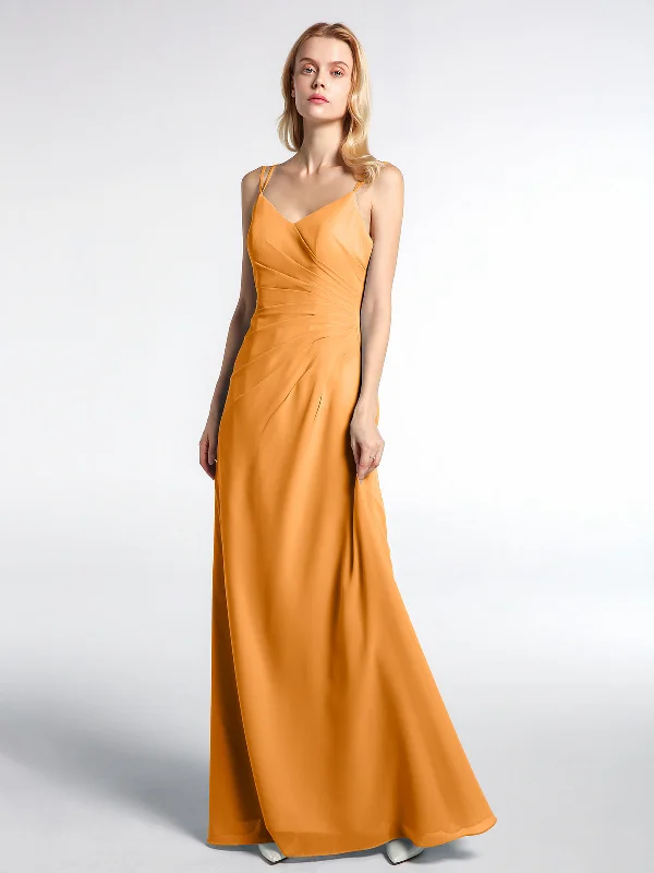 Double Straps Cross Back Chiffon Maxi Dress-Tangerine Trendy Maxi Dress with Lace