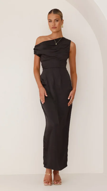 Harlowe Maxi Dress - Black Fashionable Halter Neck Maxi Dress