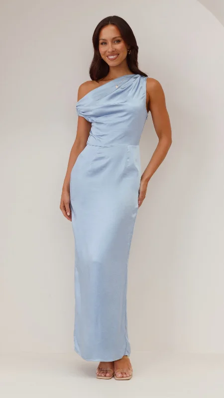 Harlowe Maxi Dress - Blue Classic V-Neck Maxi Dress