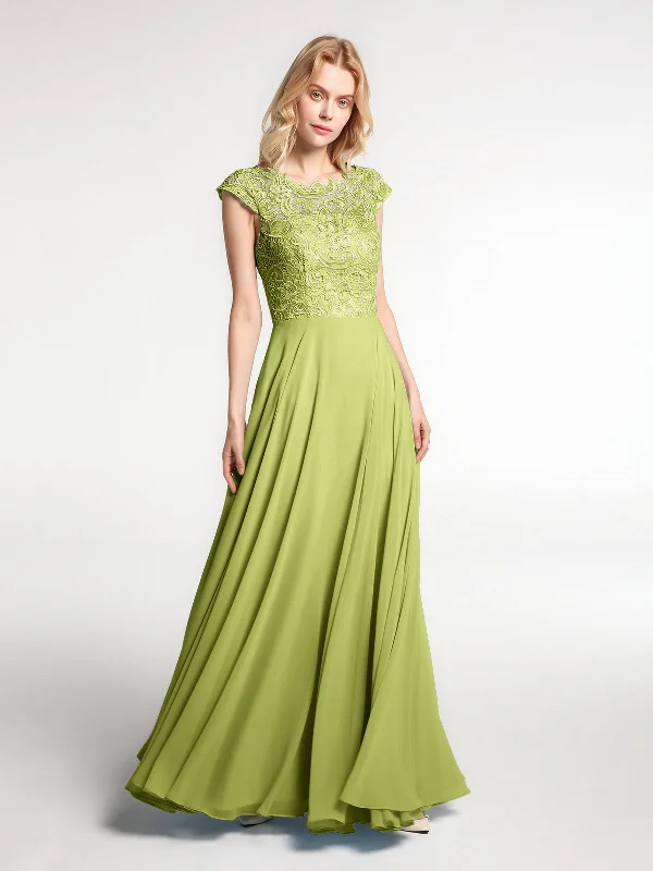 Illusion Wrap Neck Lace and Chiffon Maxi Dress-Clover Elegant Wraparound Maxi Dress