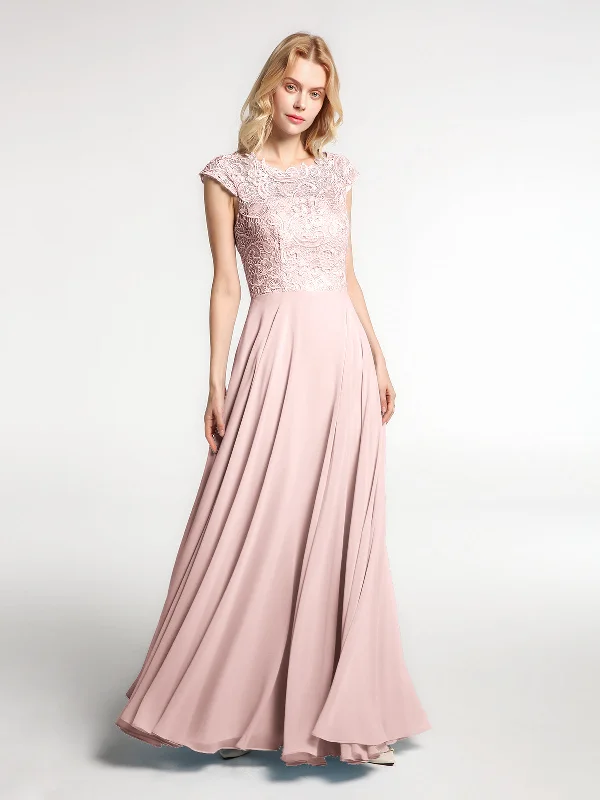 Illusion Wrap Neck Lace and Chiffon Maxi Dress-Dusty Rose Chic Summer Floral Maxi Dress