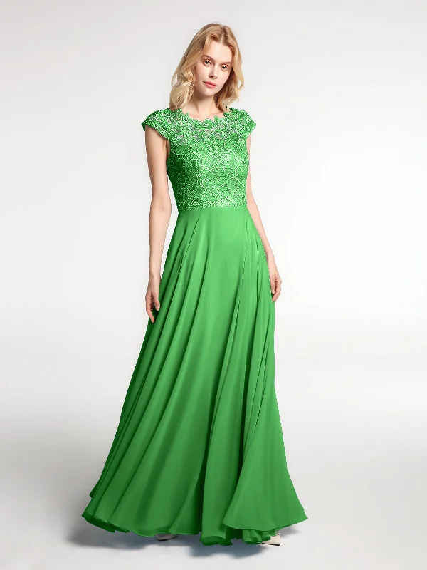 Illusion Wrap Neck Lace and Chiffon Maxi Dress-Green Trendy Maxi Dress with Belt