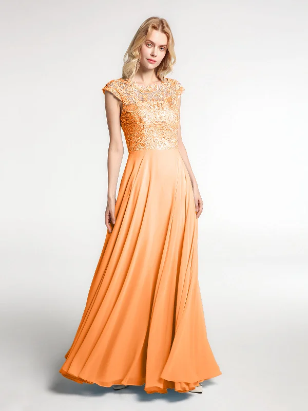 Illusion Wrap Neck Lace and Chiffon Maxi Dress-Orange Cozy Knitted Maxi Dress