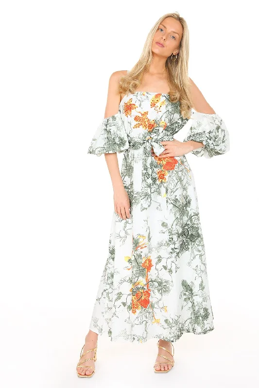 Long Off Shoulder Floral Maxi Dress Classic Black Maxi Dress