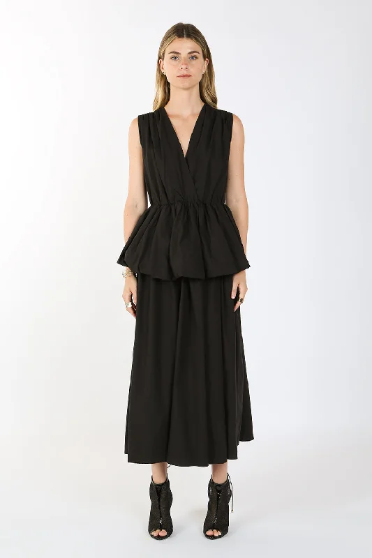 Sleeveless Waist Ruffle Maxi Dress Trendy Button Front Maxi Dress