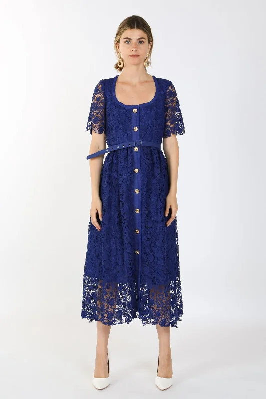 Short Sleeve Square Neck Lace Maxi Dress Comfortable Bohemian Maxi Dress