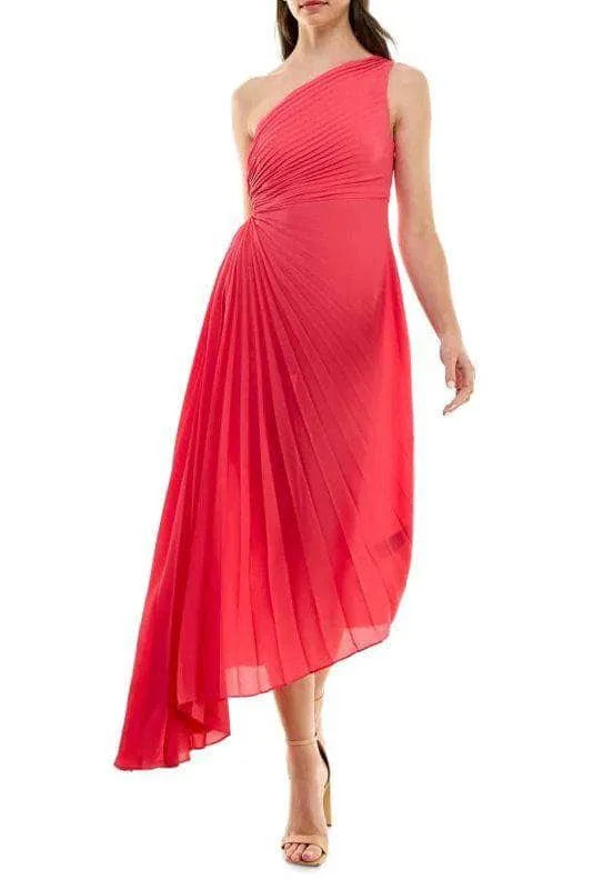 Nicole Miller MD4S10936 - Pleated Bodice High Low Maxi Dress Comfortable Maxi Dress with Belt