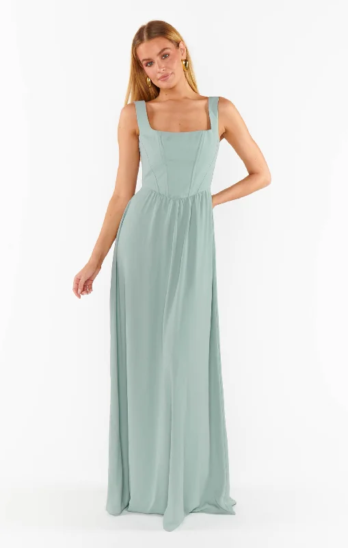 Nina Maxi Dress ~ Silver Sage Crisp Elegant Lace Maxi Dress