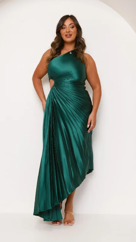 Olivia Maxi Dress - Forest Green Stylish Long Sleeve Maxi Dress