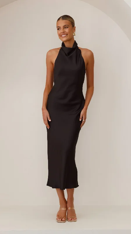 Rina Maxi Dress - Black Chic Button-Up Maxi Dress