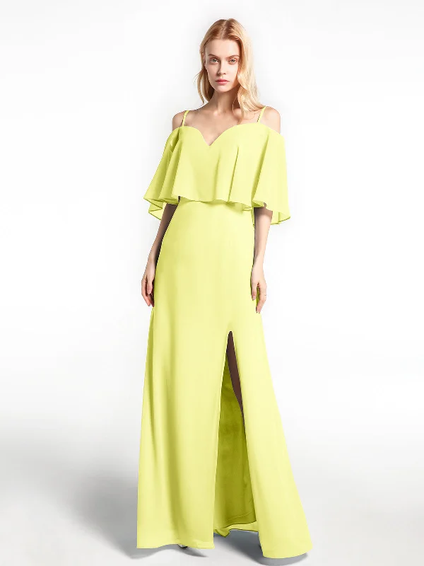 Ruffled Cold Shoulder Maxi Dress with Flounce Overlay Daffodil Chic Sleeveless Maxi Dress