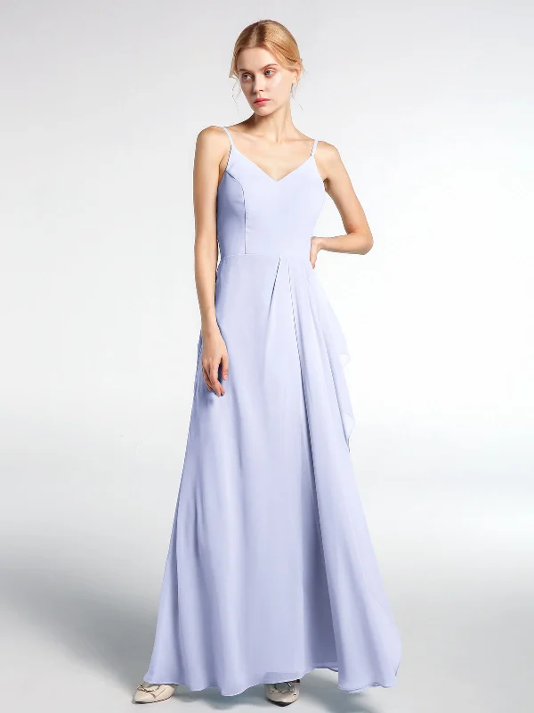 V-neck Chiffon Simple Maxi Dress with Spaghetti Straps-Lavender Stylish Boho Maxi Dress