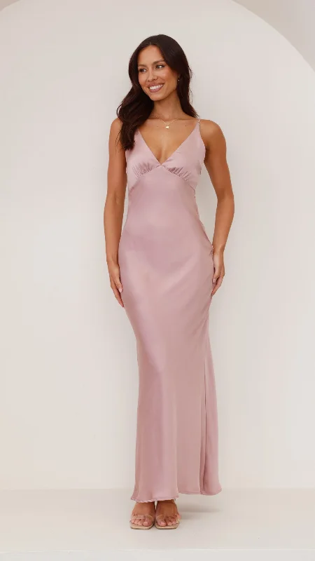 Ziah Maxi Dress - Dusty Pink Cozy Ribbed Maxi Dress