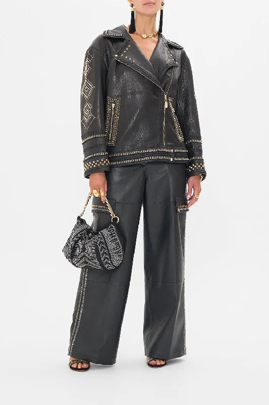 OVERSIZED LEATHER BIKER JACKET THEY CALLED HER NEFERTARI Trench Coat Raincoat Waterproof Jacket
