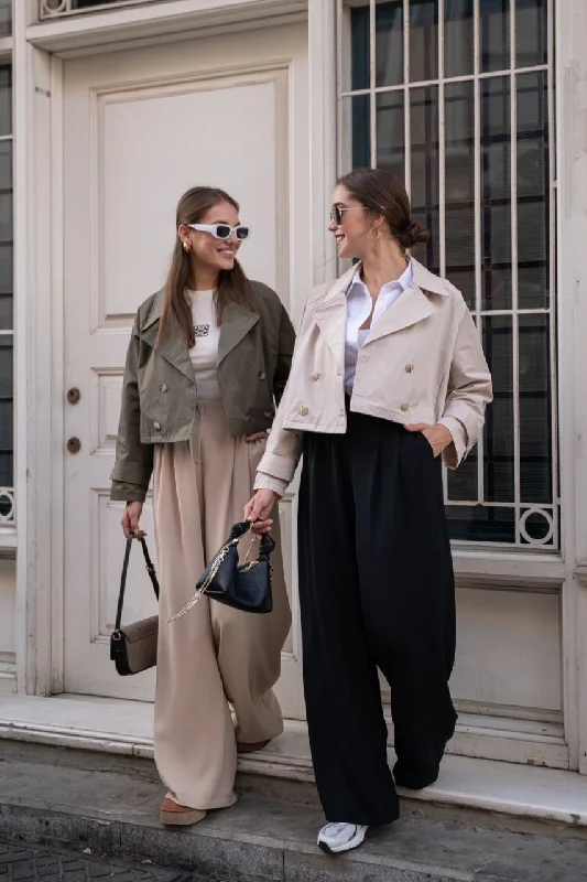 Crop Jacket 235048 Welt Pockets Slit Pockets Flap Pockets