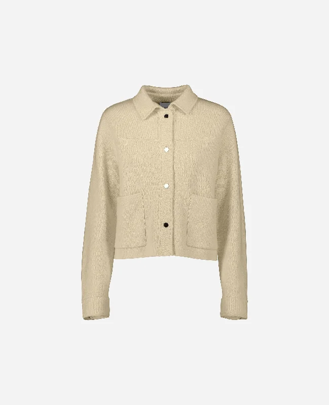 Jacket aus Cashmere-Mischung in Beige Tiered Jacket Buttoned Jacket Zippered Jacket
