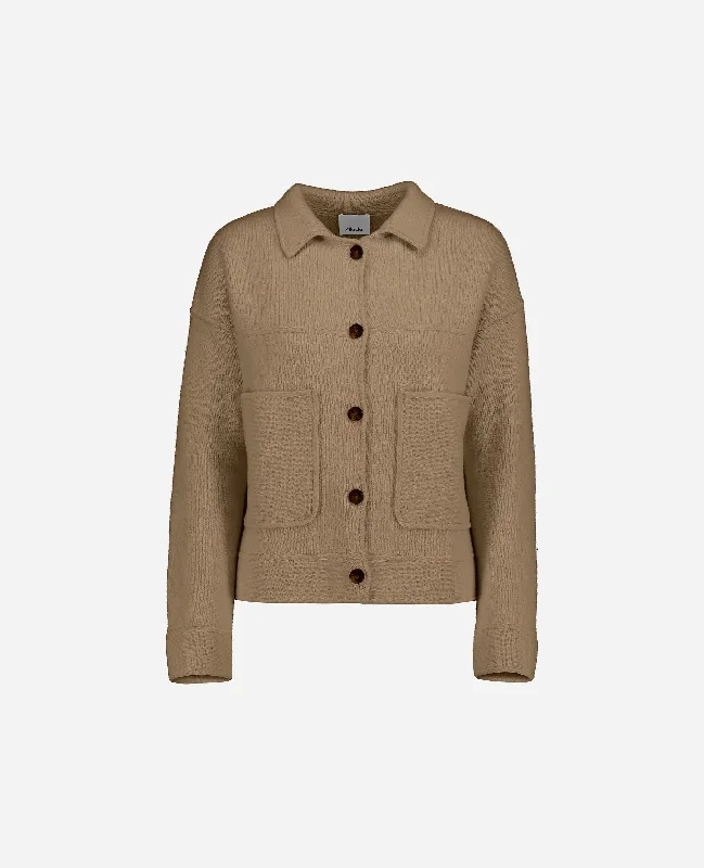 Jacket aus Cashmere-Mischung in Beige Hooded Jacket Caped Jacket Shawl Collar Jacket