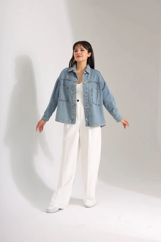 Denim Jacket 302 G Zippered Front Buttoned Front Snap Front