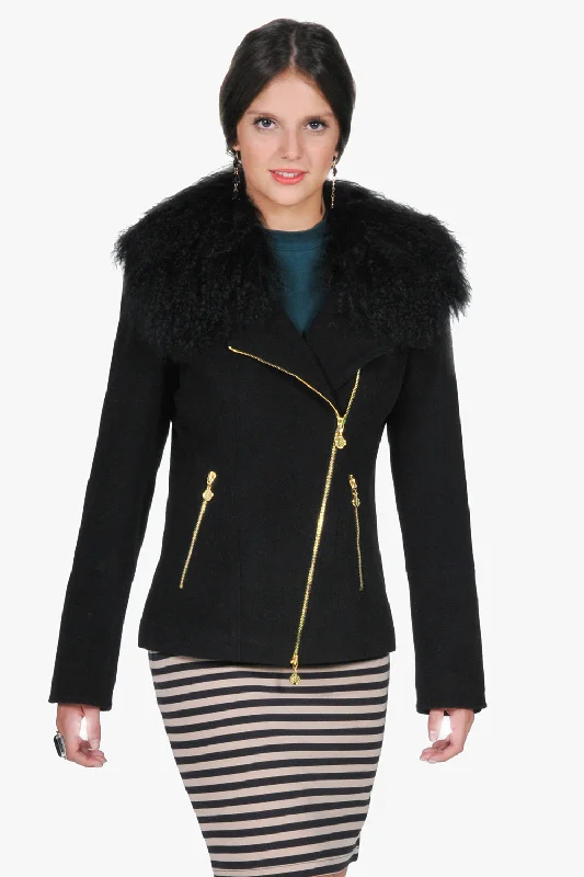 Italian wool 10% cashmere biker jacket Knit Jacket Woven Jacket Fleece Jacket